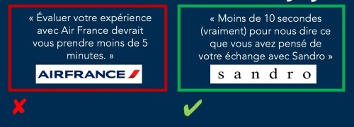 questionnaires courts Air France Sandro 